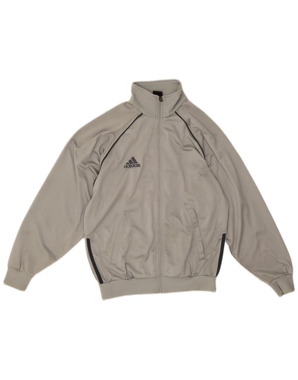 Adidas Jungen-Trainingsanzug-Top-Jacke, 13–14 Jahre, graues Colourblock-Polyester