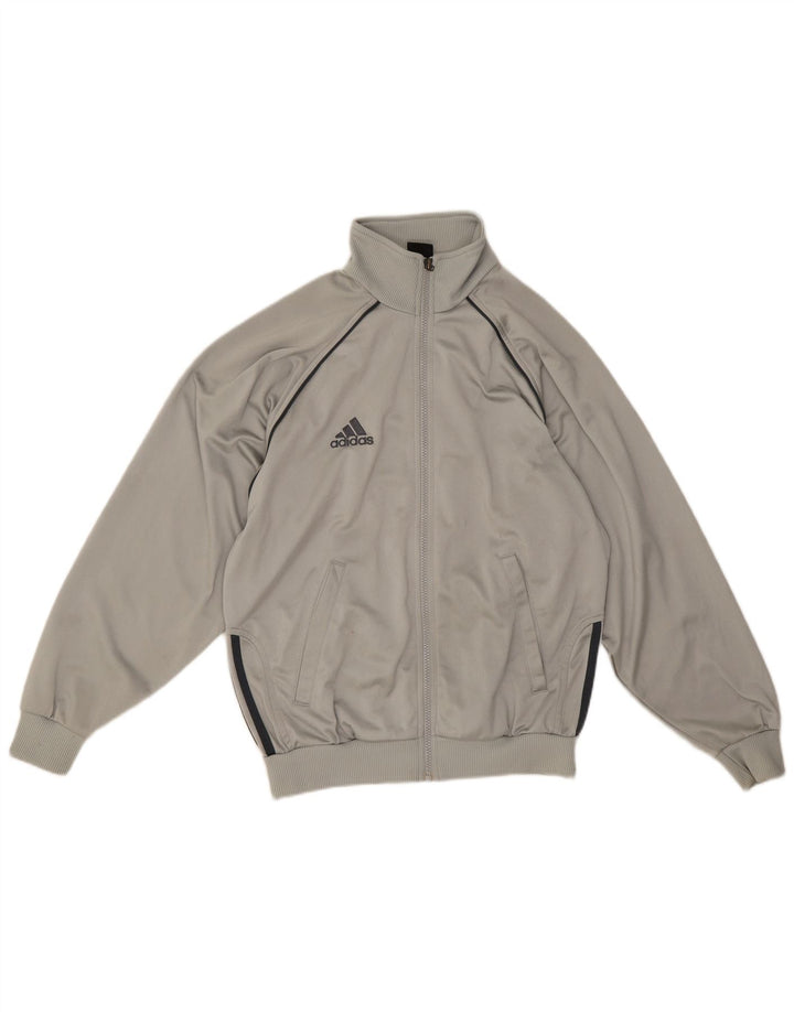 Adidas Jungen-Trainingsanzug-Top-Jacke, 13–14 Jahre, graues Colourblock-Polyester