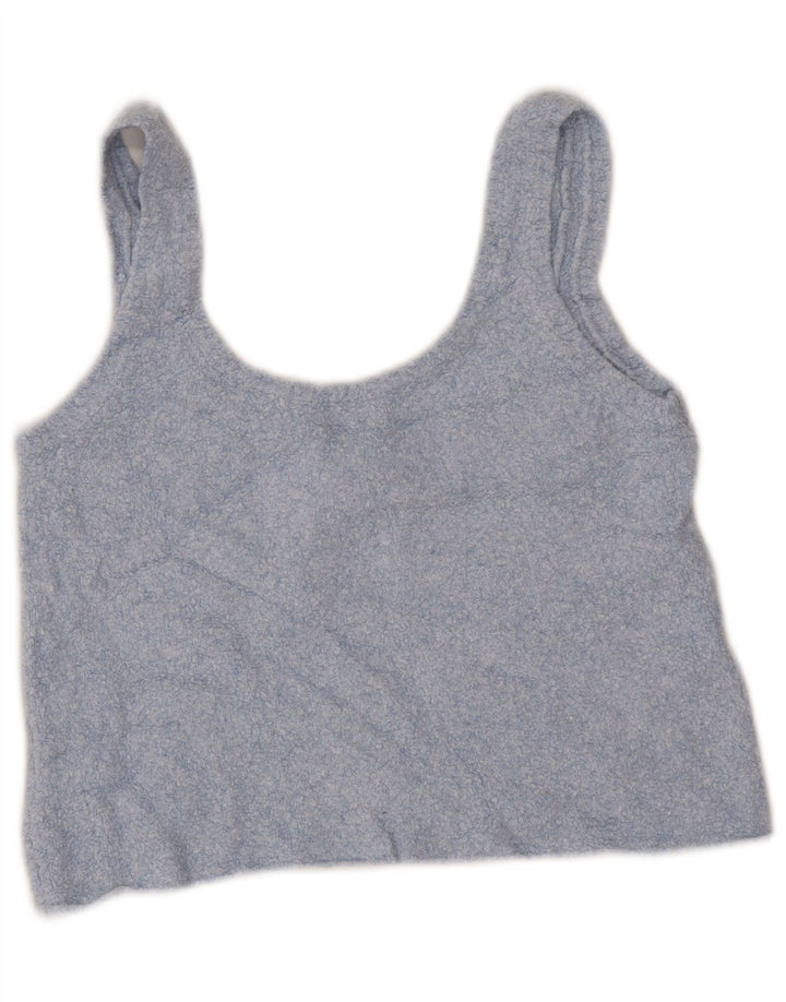 Zara Damen Crop Vest Top UK 14 Große blaue Baumwolle
