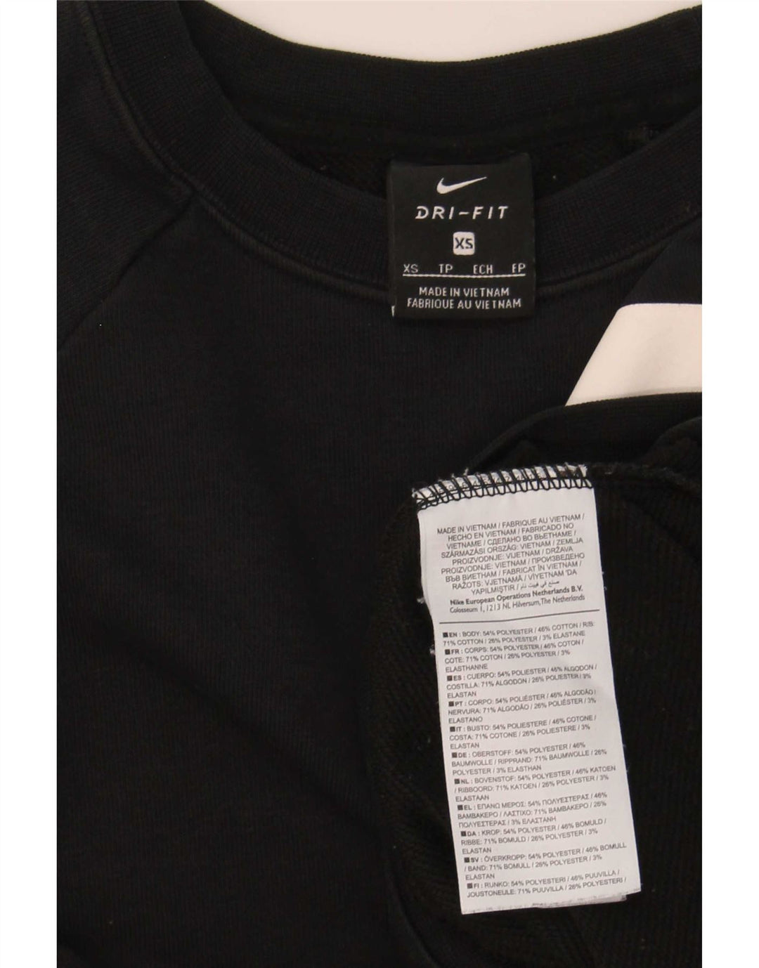 Nike Damen-Sweatshirt mit übergroßem, bauchfreiem Grafikmuster, UK 6, XS, Schwarz