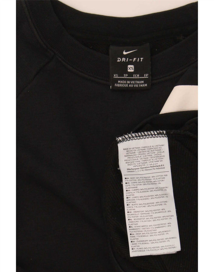 Nike Damen-Sweatshirt mit übergroßem, bauchfreiem Grafikmuster, UK 6, XS, Schwarz