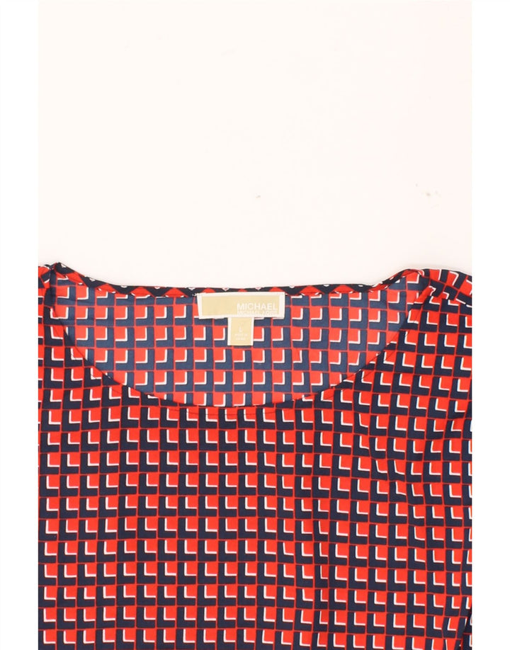 MICHAEL KORS Womens Blouse Top UK 16 Large Red Geometric Polyester Vintage Michael Kors and Second-Hand Michael Kors from Messina Hembry 