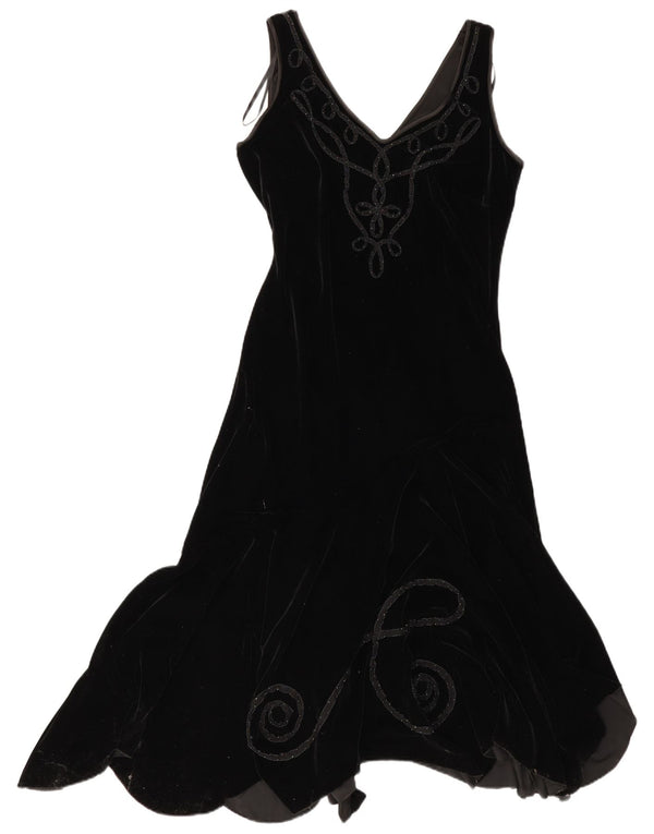 Simon Jeffrey Damen Ärmelloses asymmetrisches Kleid UK 12 Medium Schwarz