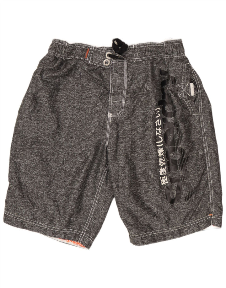 Superdry Herren-Badeshorts mit Grafik, XL, grau geflecktes Polyester