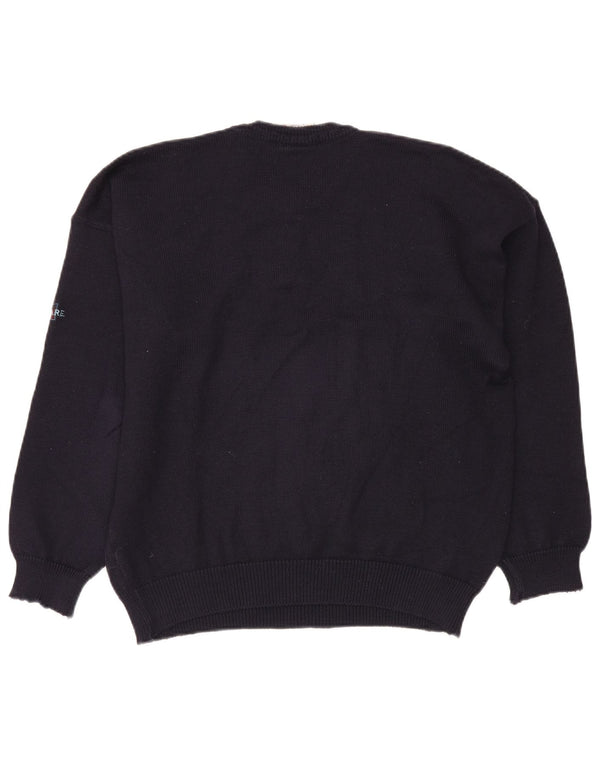 Navigare Mens Crew Neck Jumper Sweater Large Navy Blue Argyle/Diamond