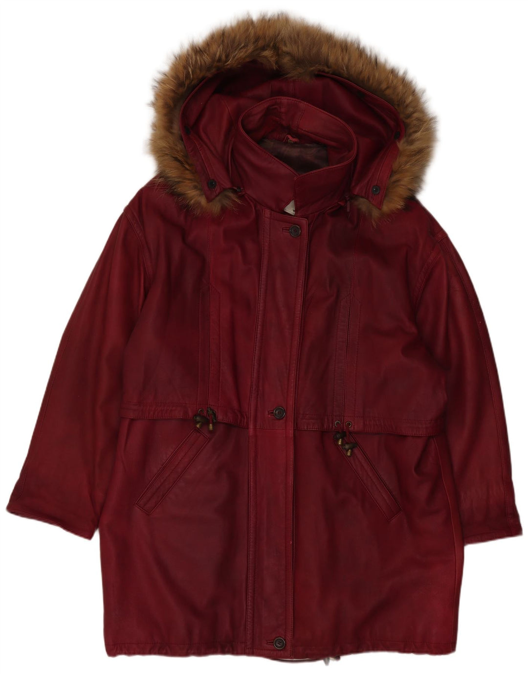 Vintage Damen Übergroße Parkajacke mit Kapuze EU 48 2XL Kastanienbraun