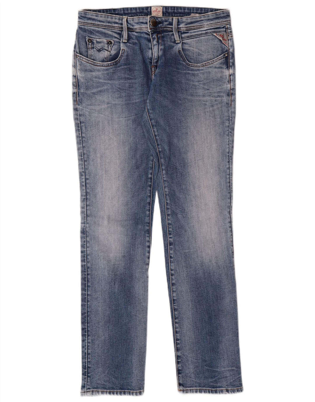 Replay Damen Slim Jeans W27 L30 Blaue Baumwolle