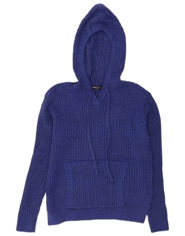 Marks & Spencer Damen Kapuzenpullover UK 14 Mittelblaues Polyester