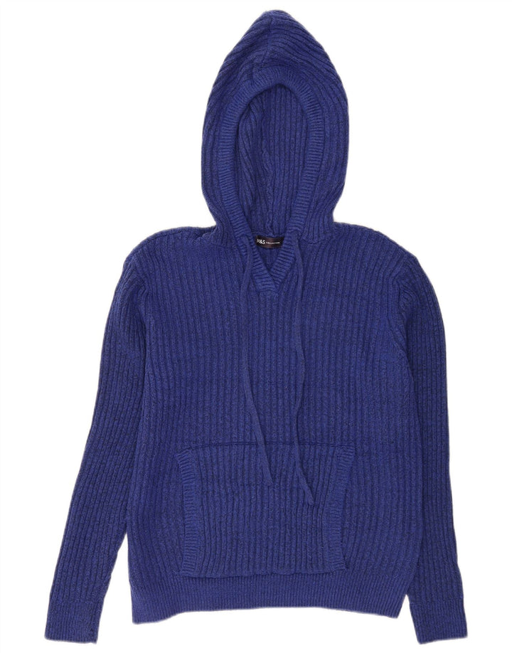 Marks & Spencer Damen Kapuzenpullover UK 14 Mittelblaues Polyester