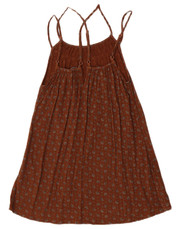Fat Face Neckholder-Kleid für Damen, UK 6 XS, braun geblümte Viskose