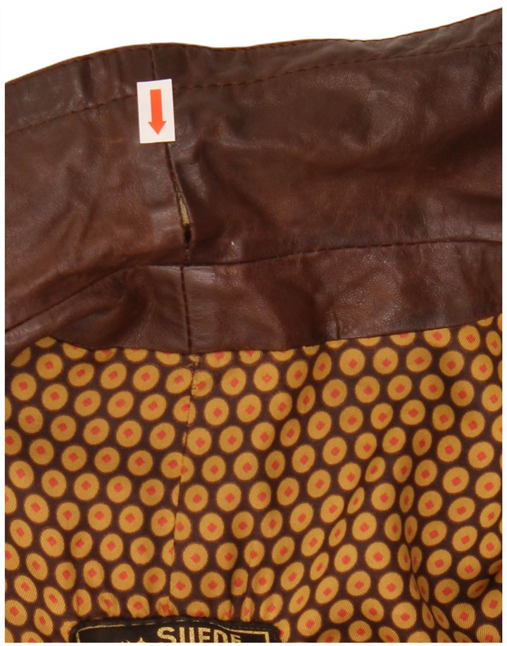 Vintage Herren Zweireihiger Ledermantel UK 36 Kleines braunes Leder