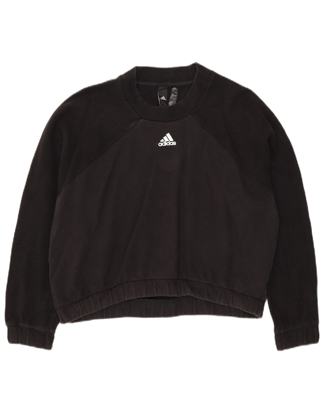 Adidas Damen Crop Sweatshirt Pullover UK 14 Medium Schwarz Colourblock