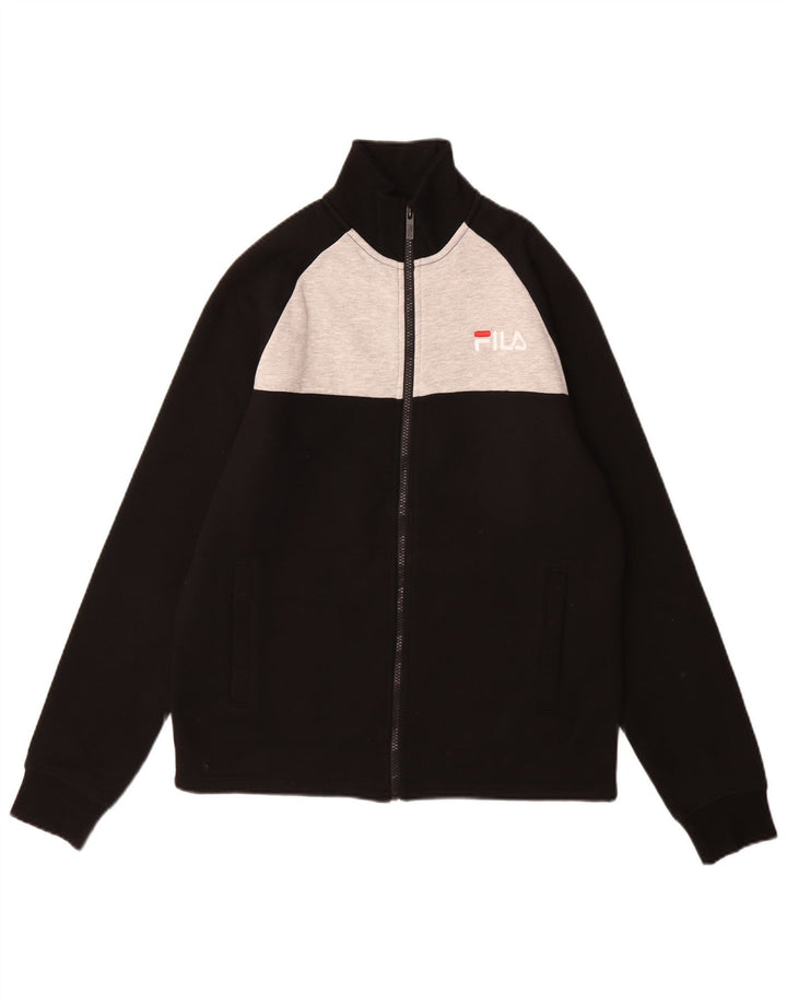 Fila Herren-Trainingsanzug-Oberteil, Jacke, klein, schwarzes Farbblock-Polyester