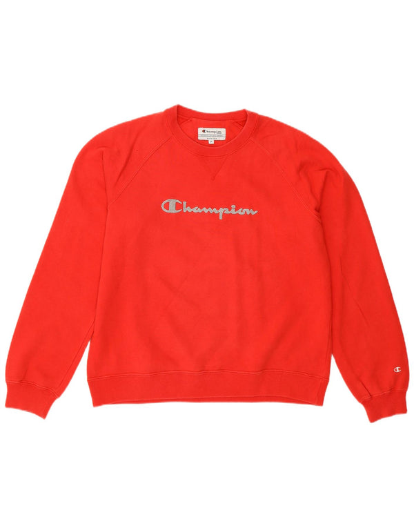 Champion Womens Graphic Sweatshirt Pullover UK 14 Mittelrote Baumwolle