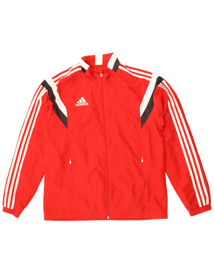 Adidas Herren-Trainingsanzug-Top-Jacke aus mittelrotem Colourblock-Polyester