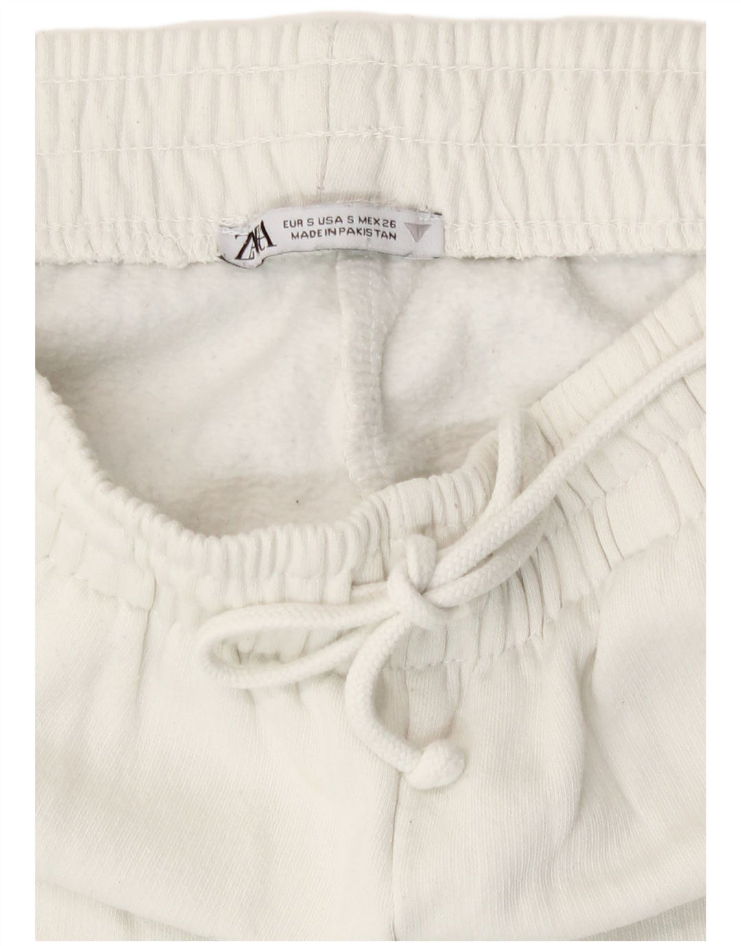 Zara Damen-Trainingshose, Jogginghose, Gr. 8, Größe S, weiße Baumwolle