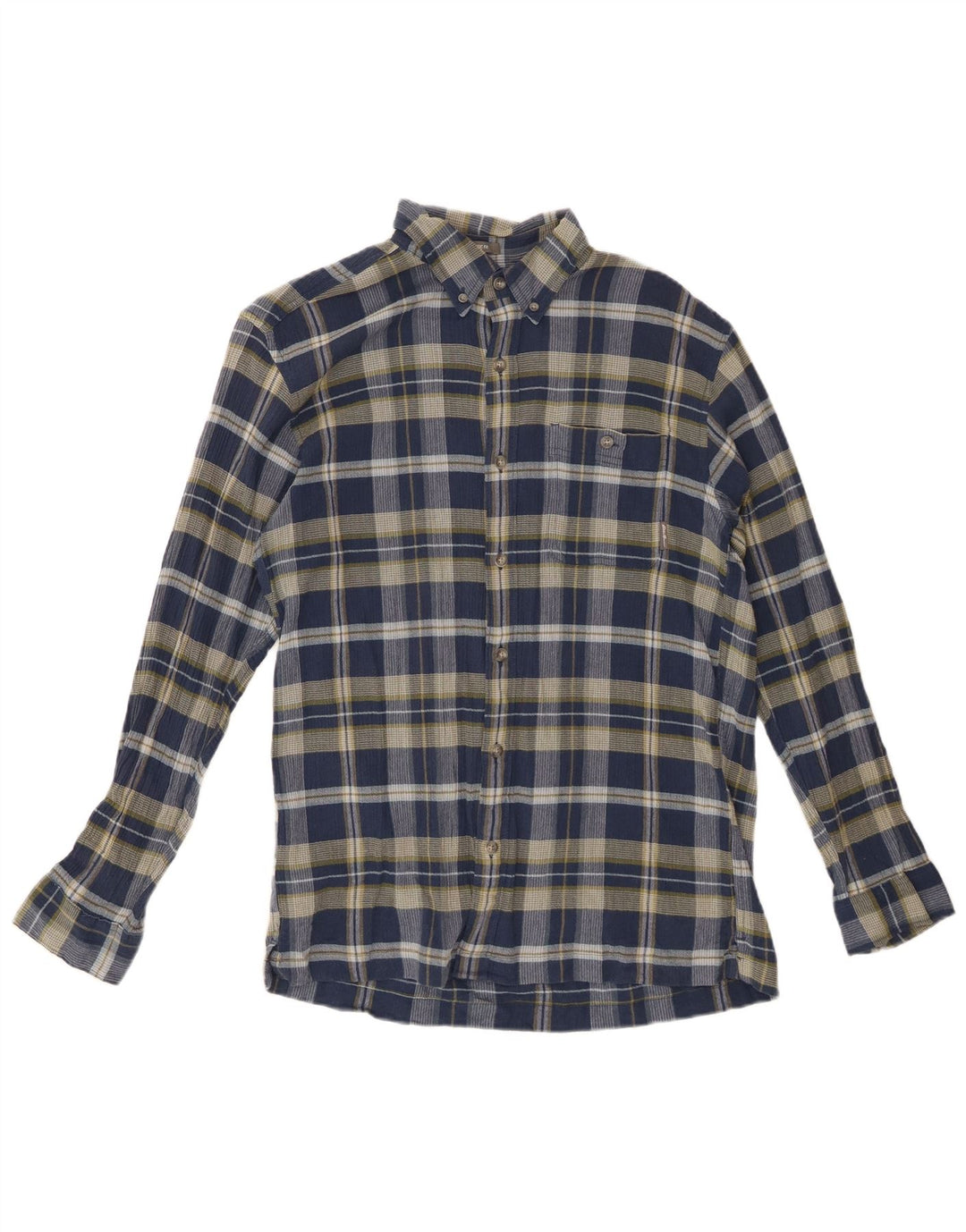 EDDIE BAUER Herren-Flanellhemd mit klassischer Passform, mittlere marineblaue Karo-Baumwolle