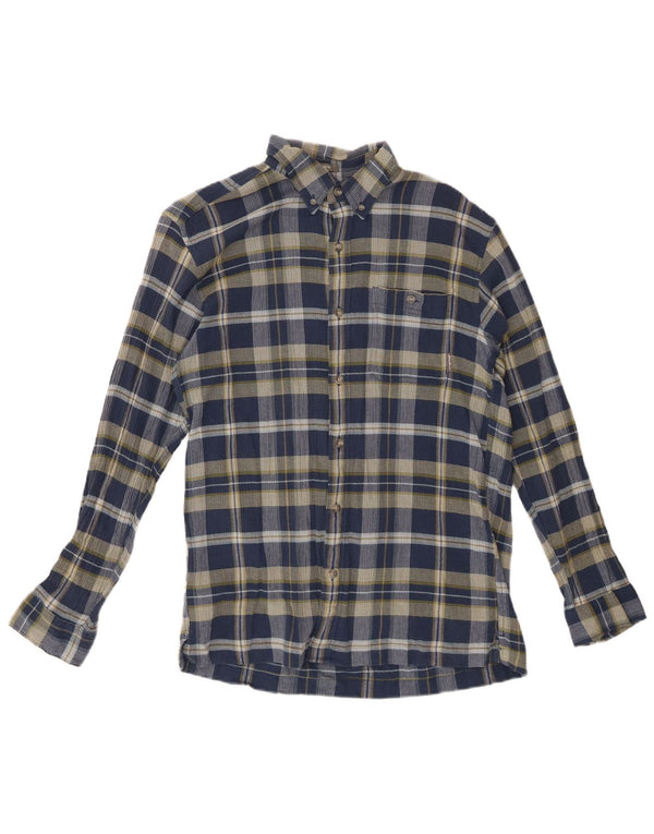 EDDIE BAUER Herren-Flanellhemd mit klassischer Passform, mittlere marineblaue Karo-Baumwolle