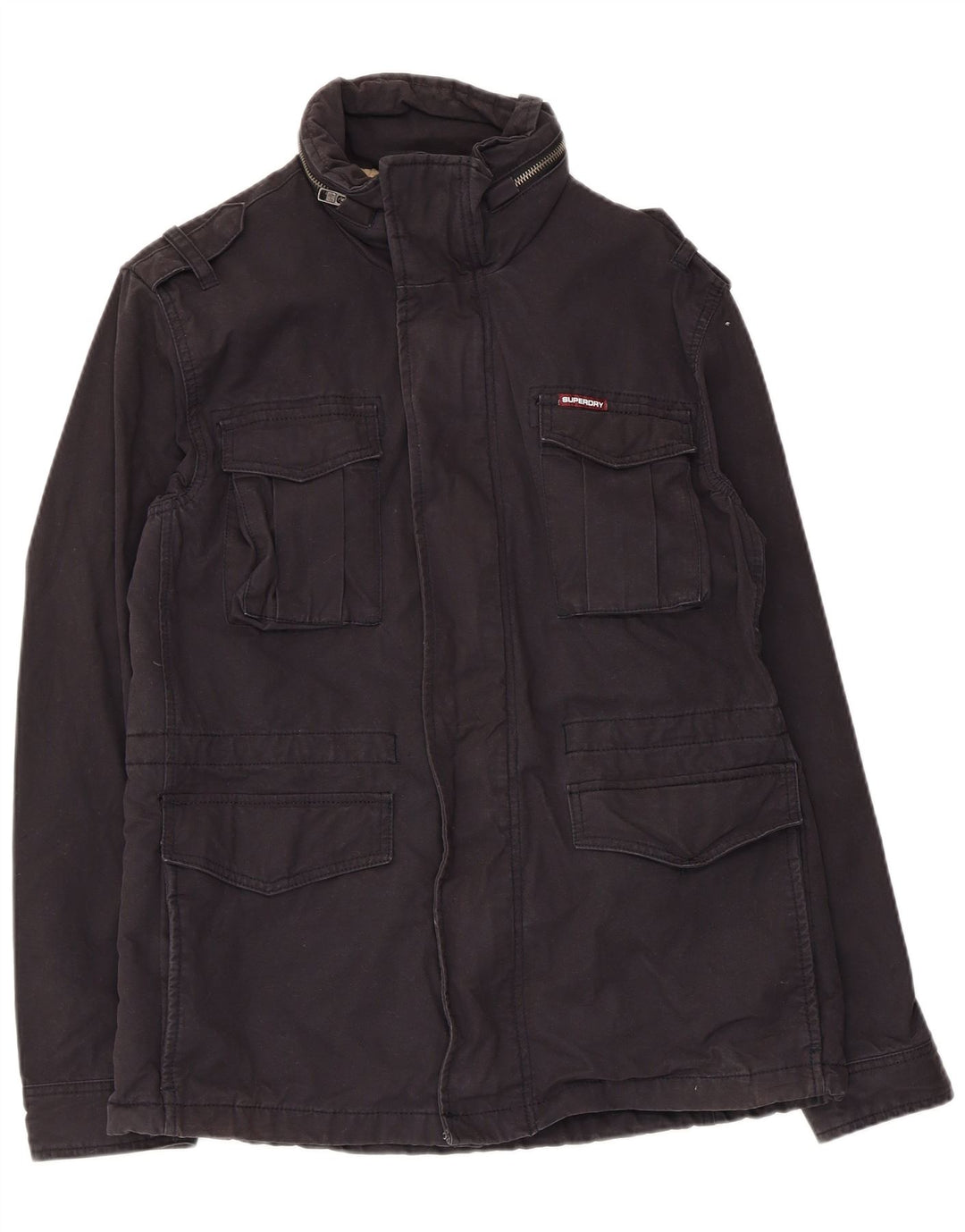 Superdry Herren Utility-Jacke UK 40 Large aus schwarzer Baumwolle
