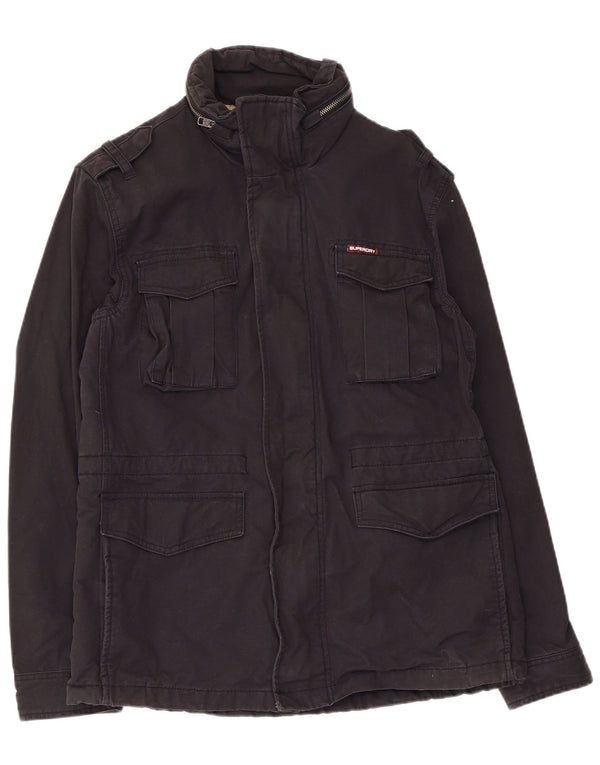 Superdry Herren Utility-Jacke UK 40 Large aus schwarzer Baumwolle