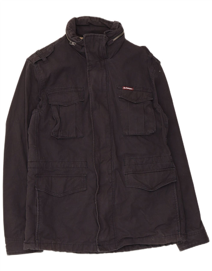 Superdry Herren Utility-Jacke UK 40 Large aus schwarzer Baumwolle