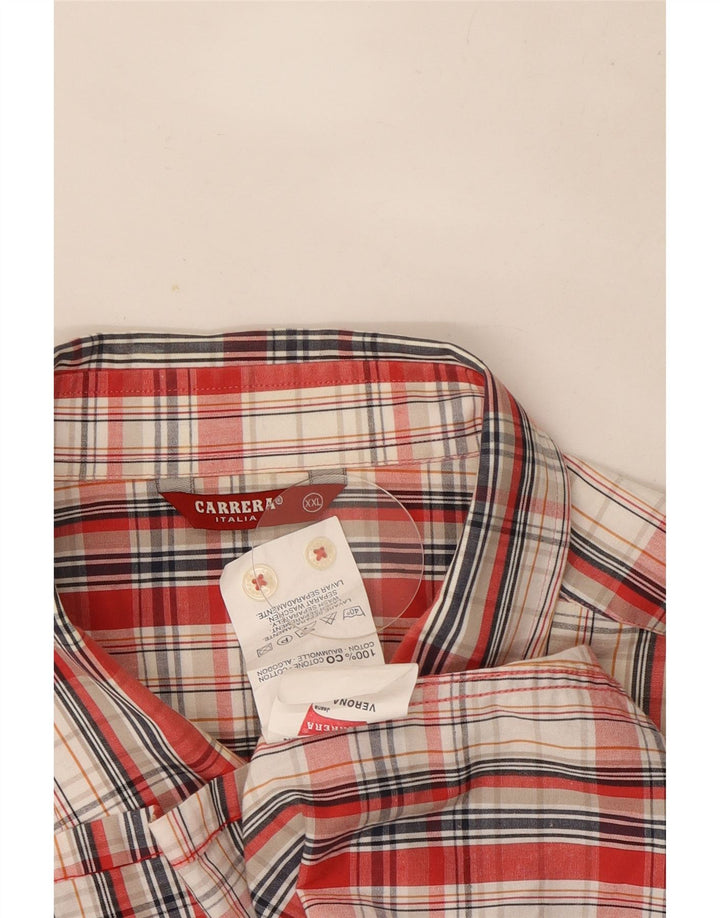 Carrera Herren Kurzarmhemd 2XL rot kariert Baumwolle