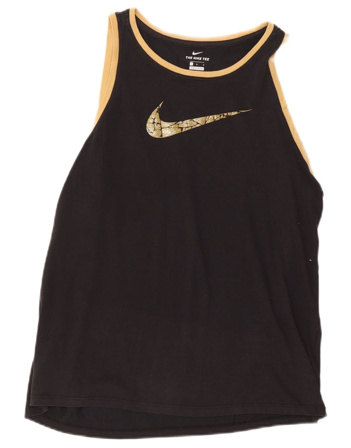 Nike Damen Dri Fit Graphic Vest Top UK 14 Large Schwarz
