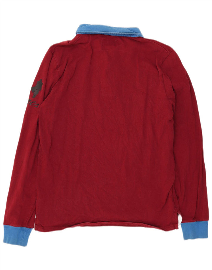 MARLBORO CLASSICS Herren-Rugby-Poloshirt mit Grafik, mittleres Burgunderrot