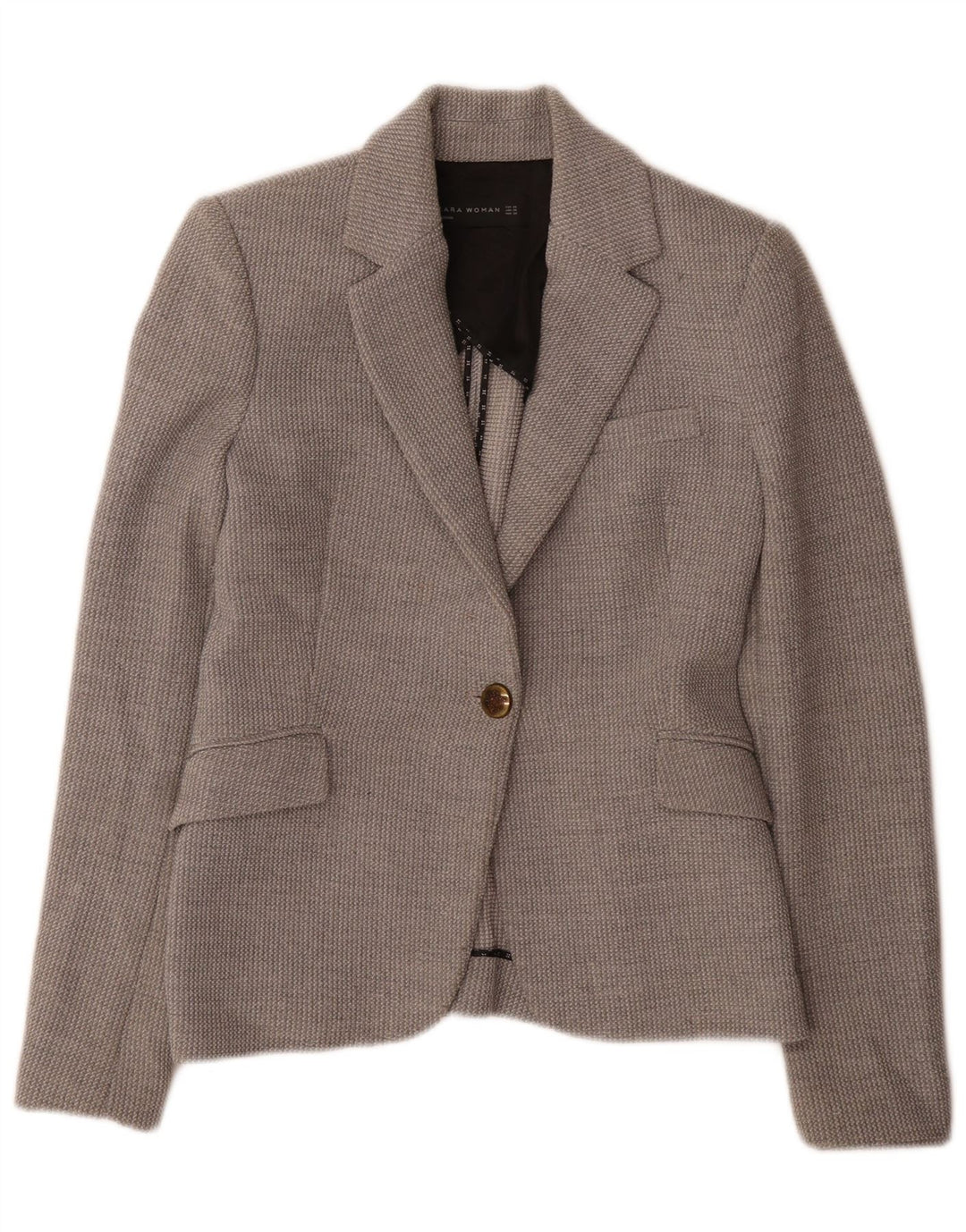 Zara Damen 1-Knopf-Blazerjacke UK 6 XS Graues Polyester