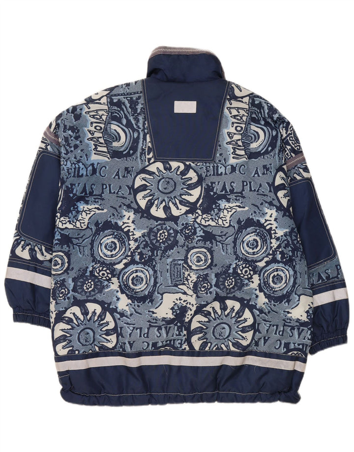 JINGLERS Mens Abstract Pattern Anorak Jacket UK 38 Medium Blue Nylon