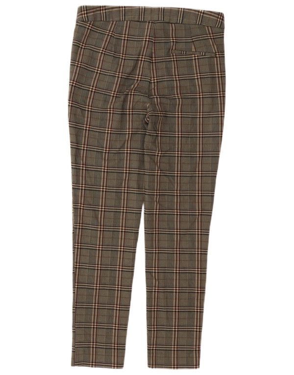 Zara Slim Chino-Hose für Damen, mittelgroß, W28, L27, braun kariert