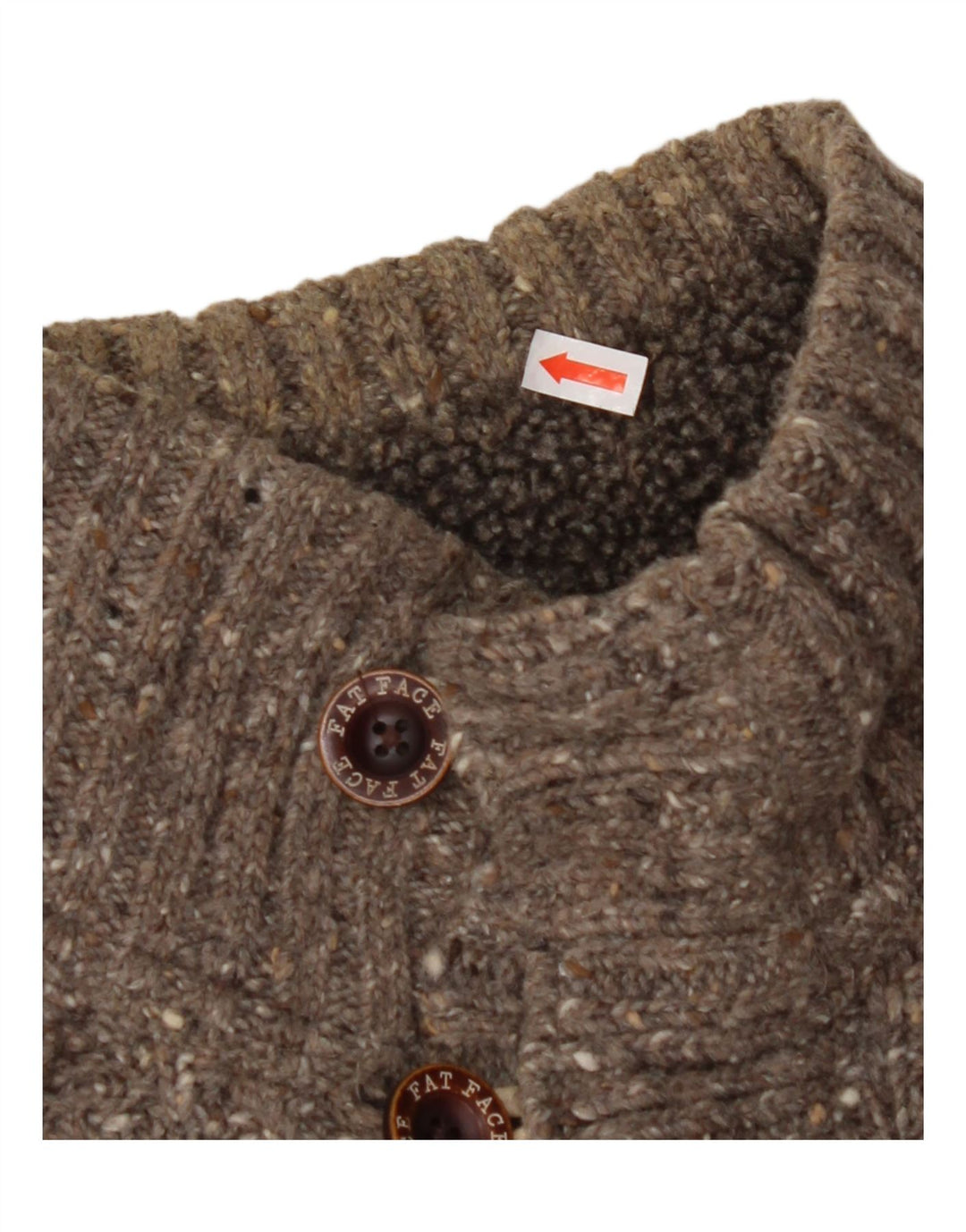 FAT FACE Herren-Pullover mit Knopfkragen, klein, grau gesprenkelte Wolle