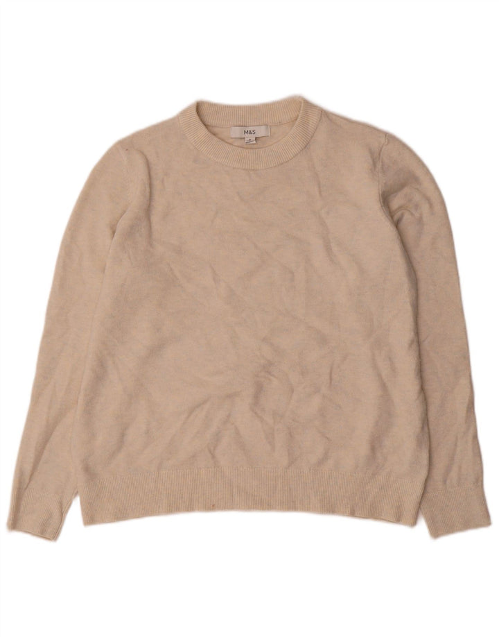Marks & Spencer Damen-Pullover mit Rundhalsausschnitt, Gr. 14, Mittelbeige meliert