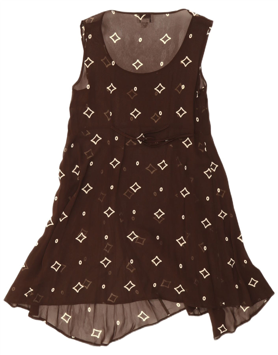 Durchsichtiges A-Linien-Kleid für Damen im Vintage-Stil, Größe 46, groß, braun, geometrisch