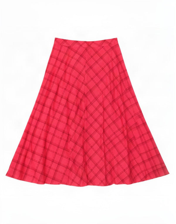 Vintage Damen ausgestellter Rock klein W26 rosa karierte Baumwolle