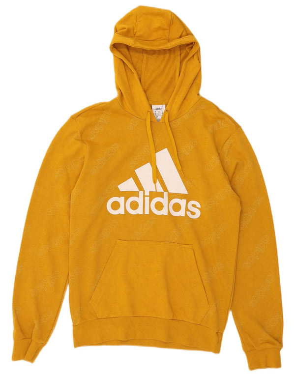 Adidas Mens Graphic Hoodie Jumper Small Yellow Cotton