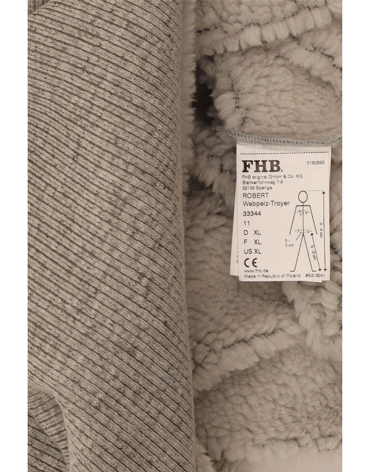 FHB Herren-Sweatshirt mit Reißverschluss, Sherpa-Sweatshirt, XL, grau, Polyester