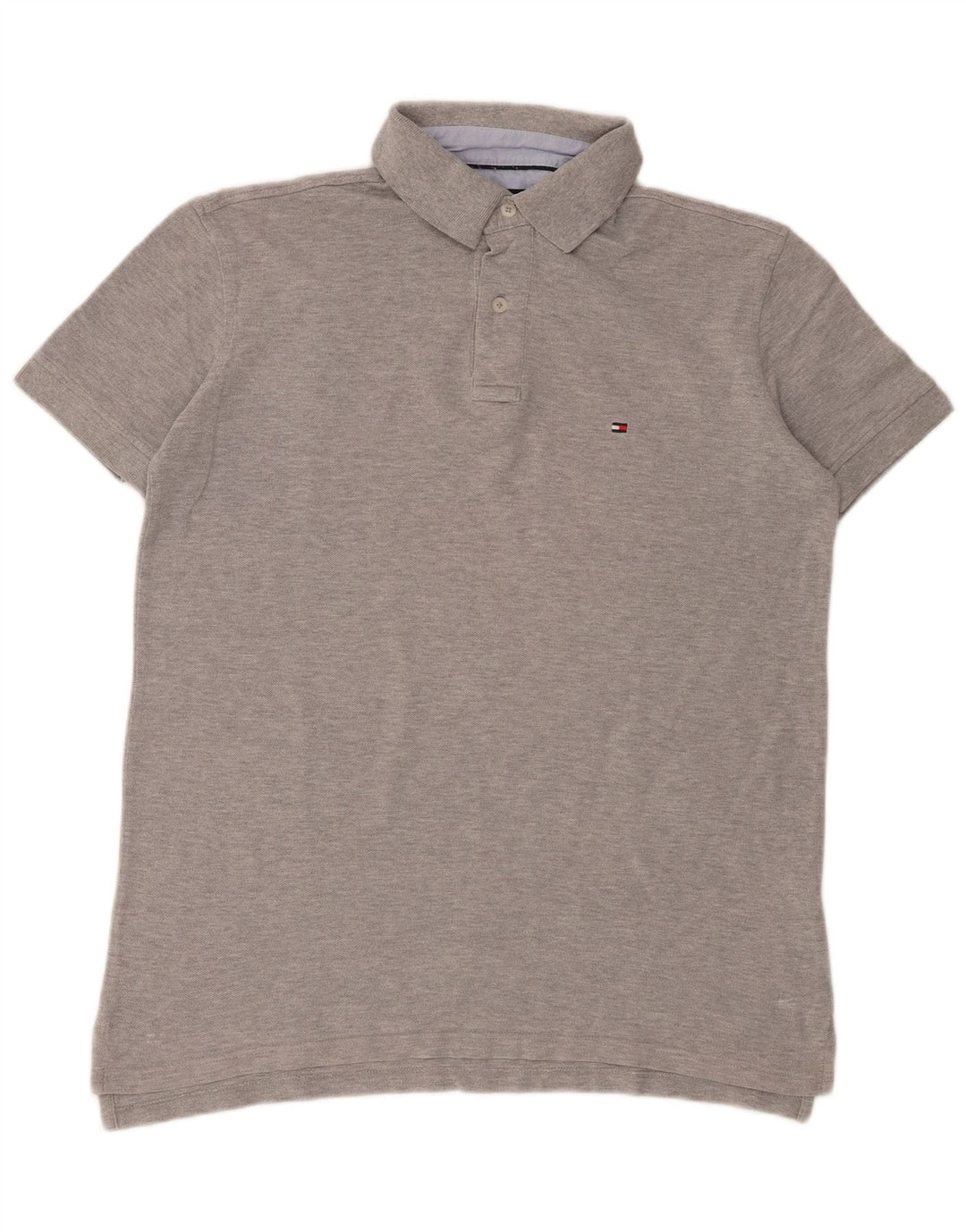 Tommy Hilfiger Herren-Poloshirt aus mittelgrau gefleckter Baumwolle