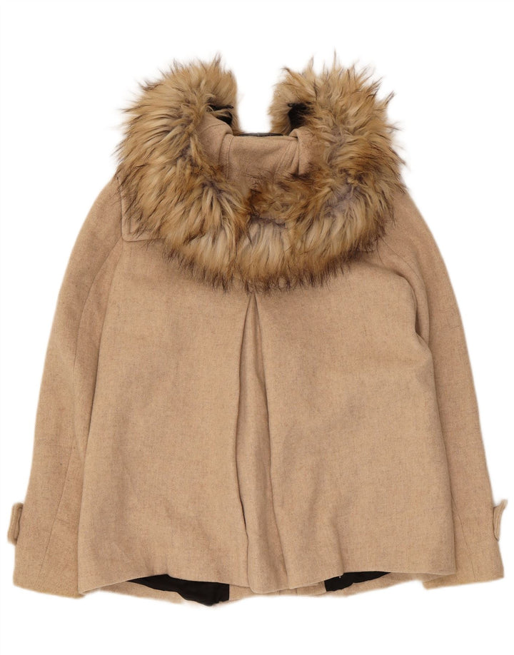 Übergroßer Dufflecoat mit Kapuze von Zara für Damen, UK 6, XS, Beige