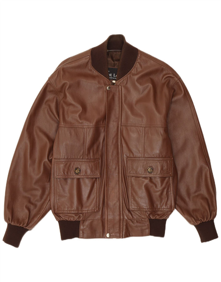 VINTAGE Herren Lederjacke UK 36 Kleines braunes Leder