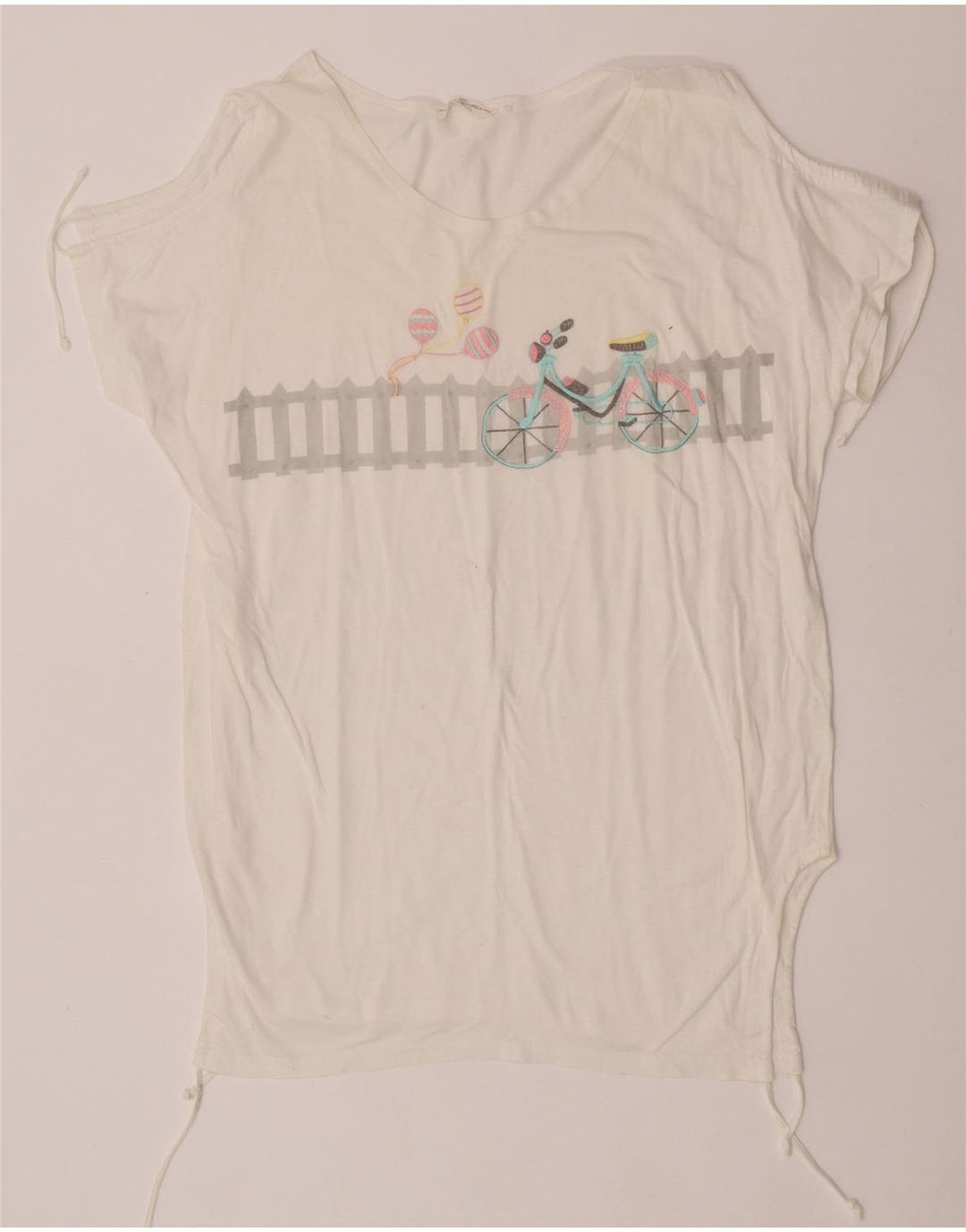 Vintage Damen Grafik T-Shirt Top IT 44 Mittelweiße Baumwolle