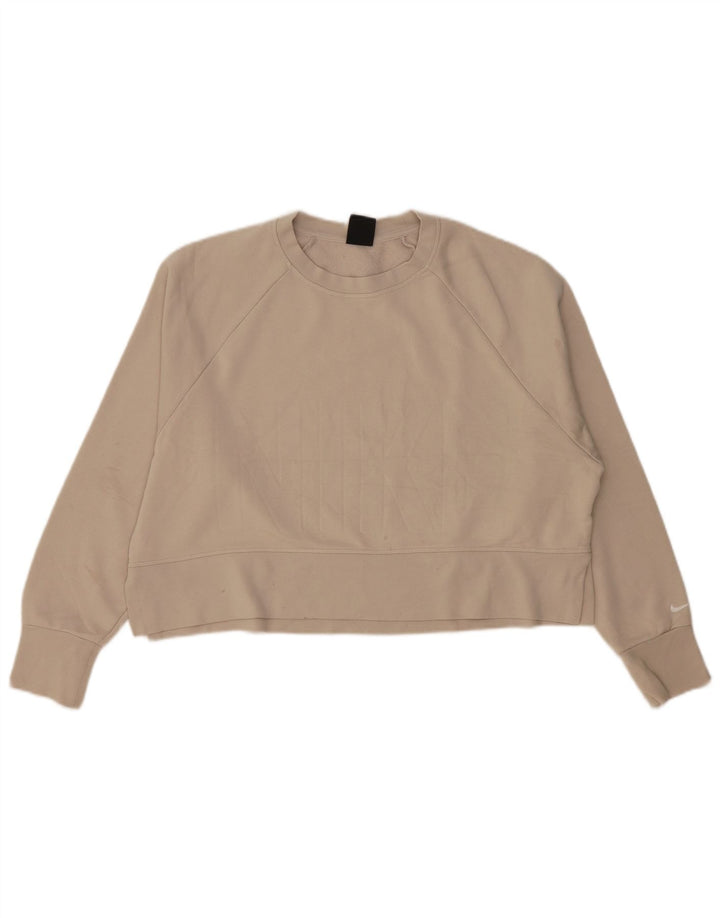 Nike Damen-Sweatshirt mit Dri-Fit-Grafik, übergroß, Gr. 14, Mittelgrau