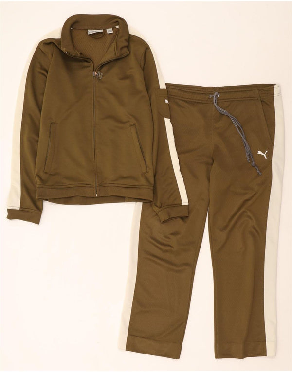 Puma Damen-Trainingsanzug, UK 12, mittleres Khaki, Farbblock-Polyester