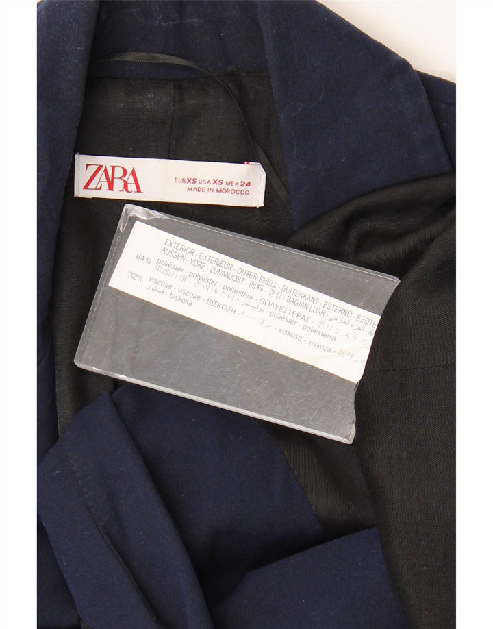 Zara Damen 1-Knopf-Blazerjacke UK 6 XS Marineblau Polyester