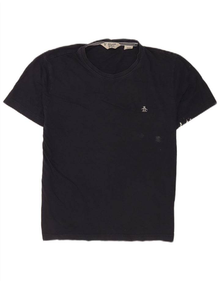 Penguin Kurzarm-T-Shirt für Herren in normaler Passform, mittelmarineblaue Baumwolle