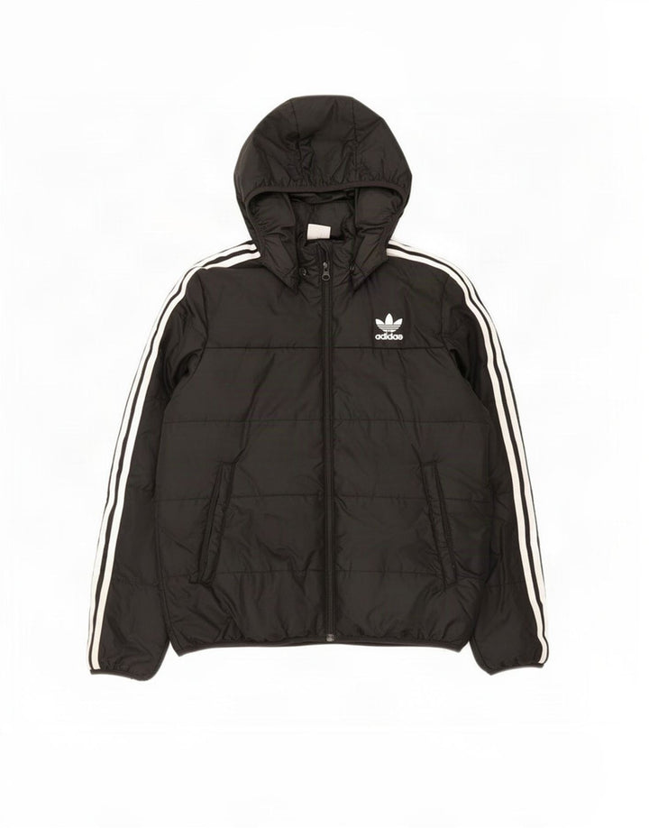Adidas Jungen gepolsterte Kapuzenjacke 12–13 Jahre, schwarzes Polyester