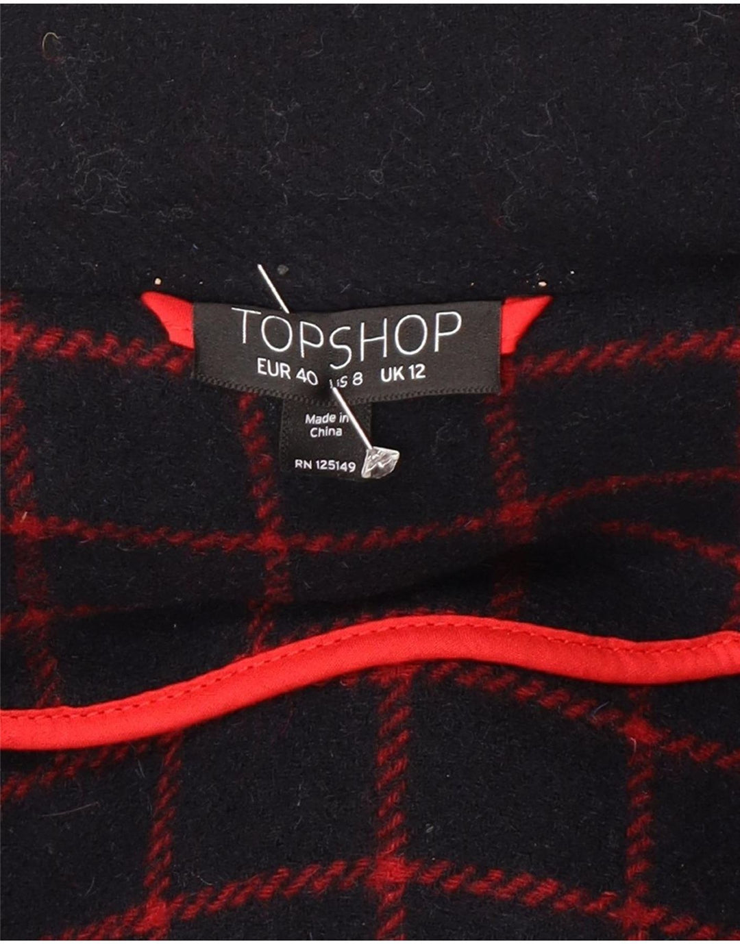 Topshop Damen-Dufflecoat mit Kapuze, UK 12, mittelmarineblaue Wolle