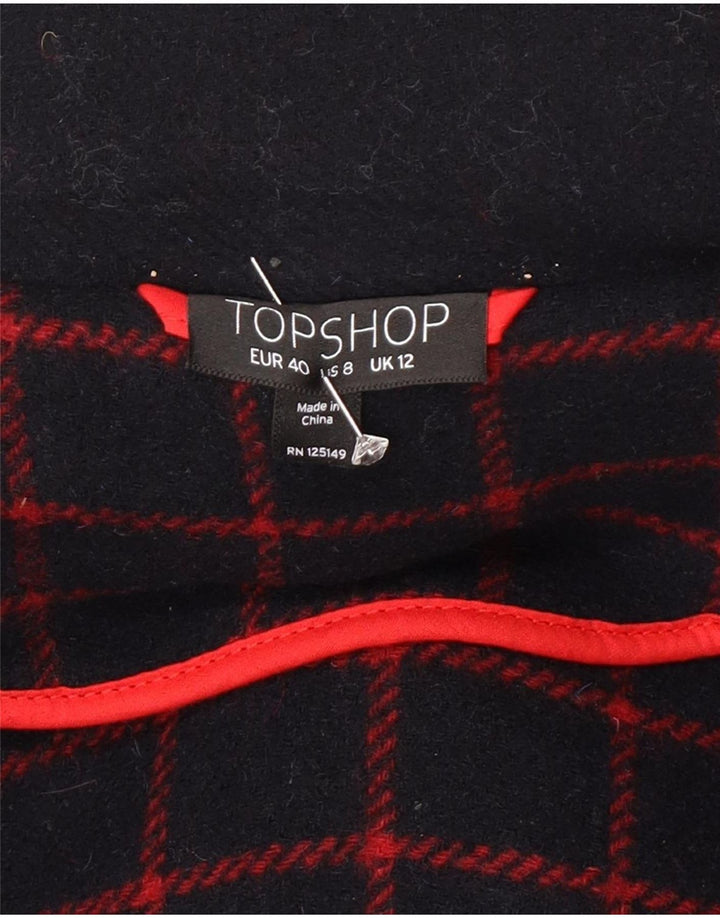 Topshop Damen-Dufflecoat mit Kapuze, UK 12, mittelmarineblaue Wolle