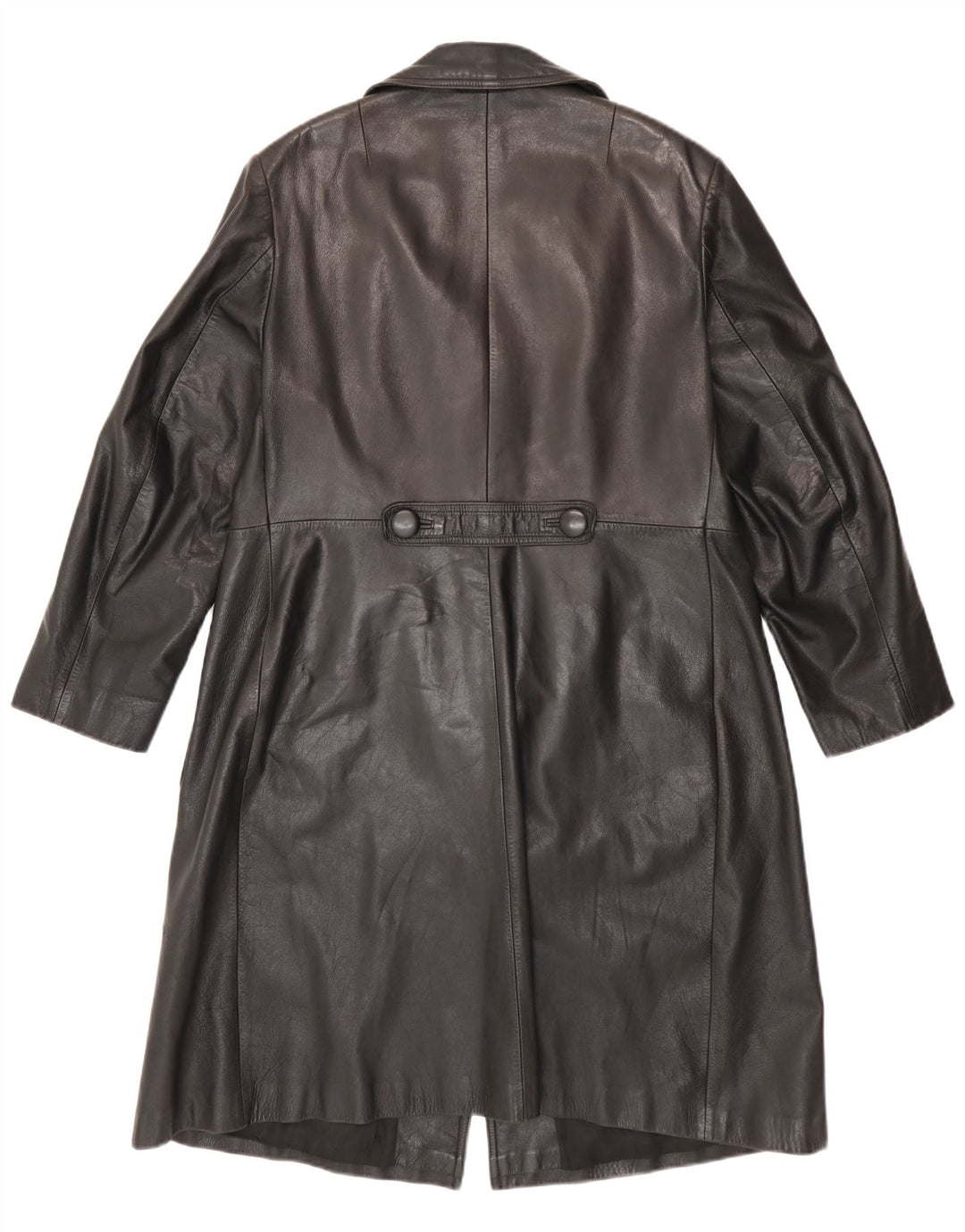 Vintage Damen Ledermantel IT 52 2XL Schwarz