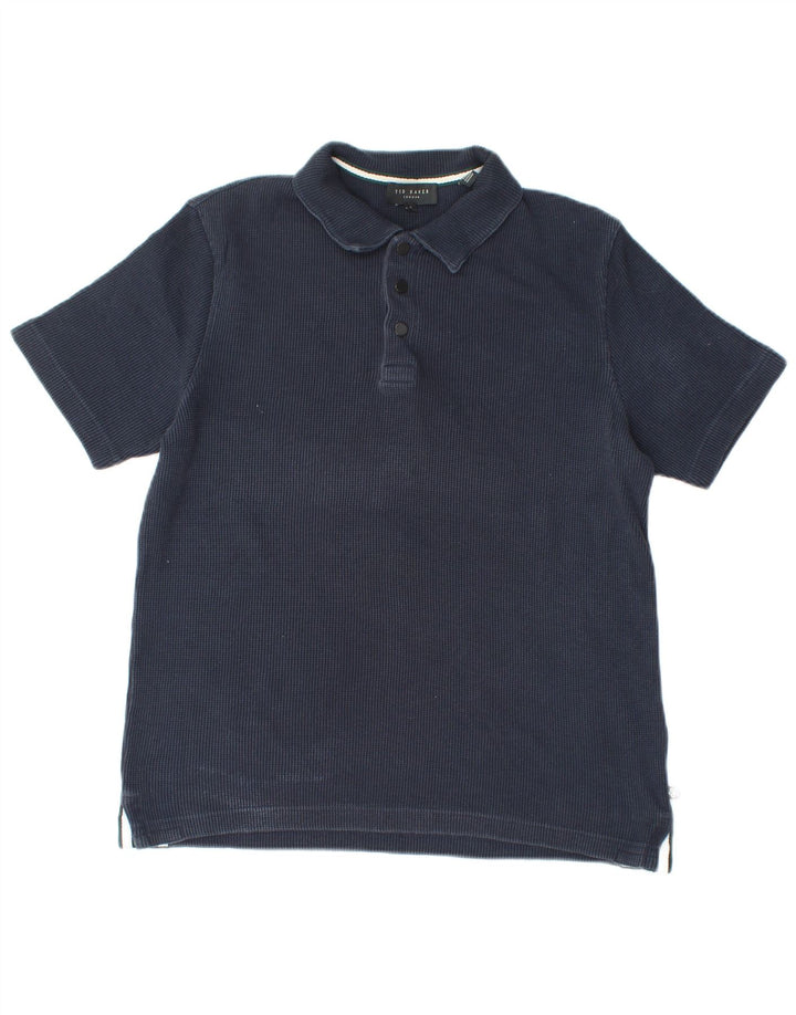 TED BAKER Herren-Poloshirt, Größe 2, klein, marineblaue Baumwolle